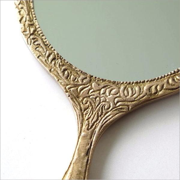 手鏡 ハンドミラー 真鍮 ブラス アンティーク ゴールド おしゃれ 高級