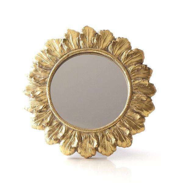 ミラー 壁掛け 卓上 鏡 小さい ミニ 丸 おしゃれ アンティーク ひまわり ゴールド 豊富な品 丸い サンフラワーゴールドミラー 向日葵 丸型 サークル ウォールミラー 円形