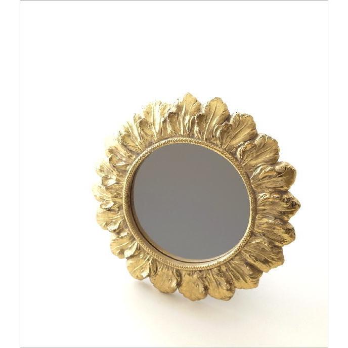 ミラー 壁掛け 卓上 鏡 小さい ミニ 丸 おしゃれ アンティーク ゴールド ウォールミラー ひまわり 向日葵 丸い 丸型 円形 サークル サンフラワーゴールドミラー Kan5338 ギギリビング 通販 Yahoo ショッピング