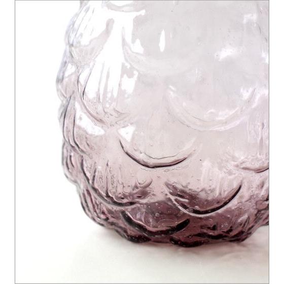 花瓶 花びん フラワーベース おしゃれ ガラス 花器 ガラスベース シンプル クリア 透明 かわいい インドの吹きガラスベース パープル｜gigiliving｜04