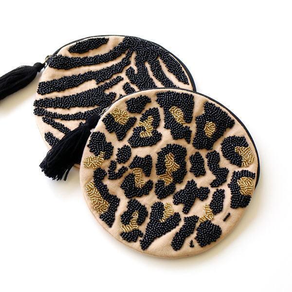 格安 ポーチ 小物入れ おしゃれ マチなし かわいい ミニ ビーズ刺繍 デザイン アニマル アニマルビーズ刺繍ラウンドポーチ 2タイプ Answersforeldersradio 12daysofgoodness Com