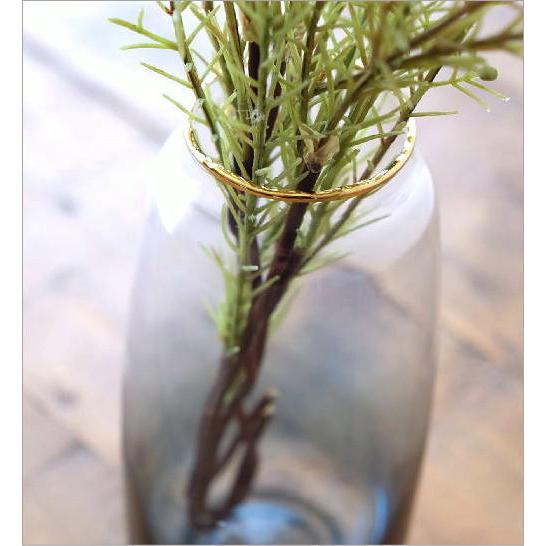 青透明ガラスフラワーベース 金属スタンド付き 花瓶 花びん フラワー