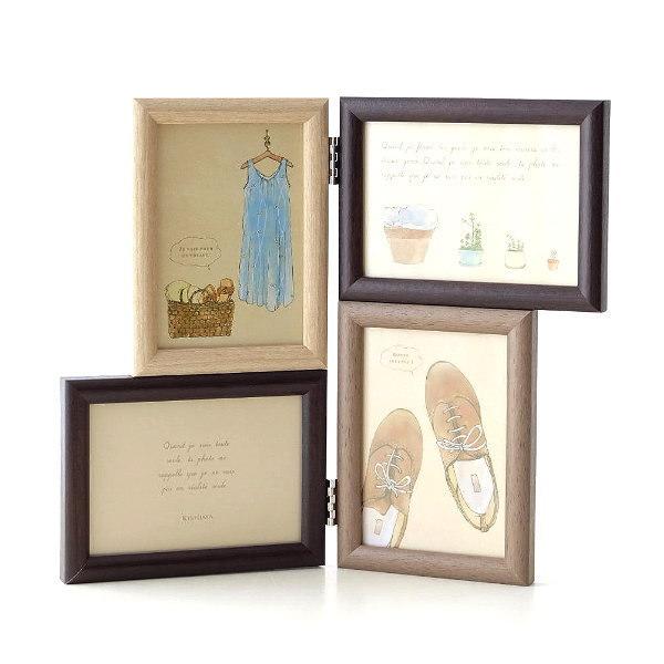 フォトフレーム 写真立て おしゃれ 4枚 4面 複数 多面 卓上 壁掛け L判 折りたたみ