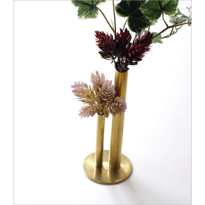 花瓶 花びん フラワーベース おしゃれ 真鍮 花器 かわいい 一輪挿し シンプル スリム 小さい BRASSのツインフラワーベース L｜gigiliving｜03