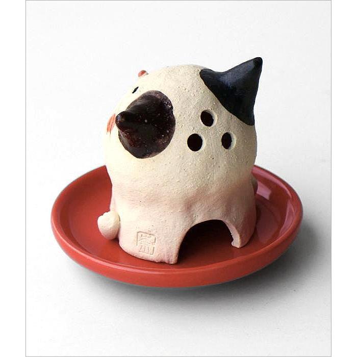 香炉 お香立て 猫 皿付き 陶器 スティック コーン 置物 オブジェ イン