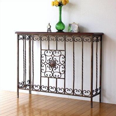 コンソールテーブル アンティーク 玄関 アイアン 木製 おしゃれ 花台