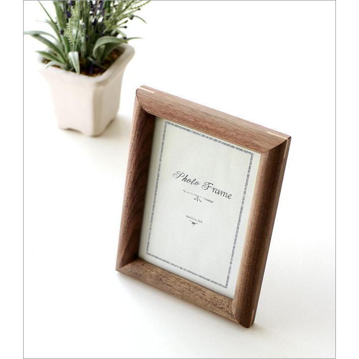 フォトフレーム 写真立て 木製 L判 ウォールナット 天然木 無垢 ウッド