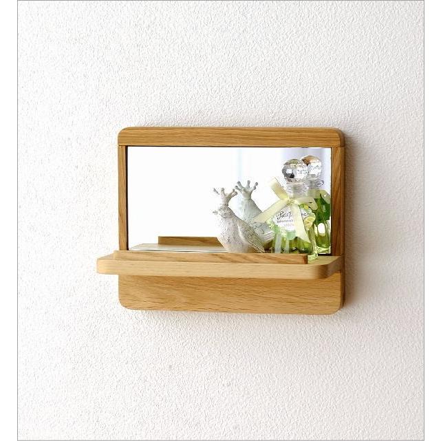 鏡 壁掛けミラー ウォールミラー 棚付き シェルフ シンプル ナチュラル おしゃれ 木製 天然木 ウッド 玄関 小型 コンパクト 飾り棚カガミs オーク Map3998 ギギリビング 通販 Yahoo ショッピング
