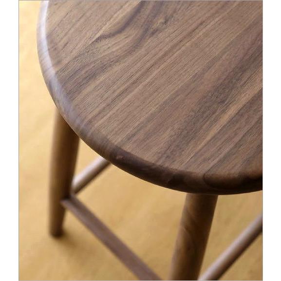 スツール 木製 丸椅子 おしゃれ 無垢 天然木 キッチンスツール 高さ60cm カウンターチェア ナチュラルウッドのハイスツール ウォールナット