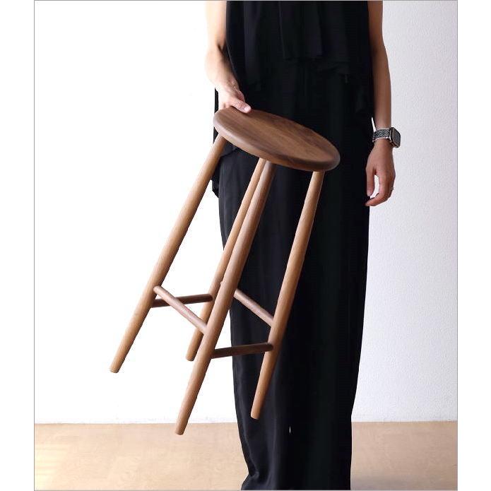 ハイスツール 天然木 無垢材 ウォールナット 木製 ウッドスツール