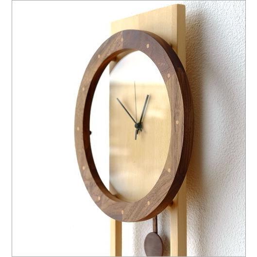 掛け時計 壁掛け時計 振り子 木製 おしゃれ 天然木 無垢 文字盤なし