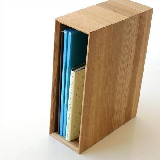 ファイルボックス ファイルスタンド A4 おしゃれ 木製 無垢材 タテ型 縦型 ファイル収納 ナチュラルウッドのアーカイブボックス オーク｜gigiliving
