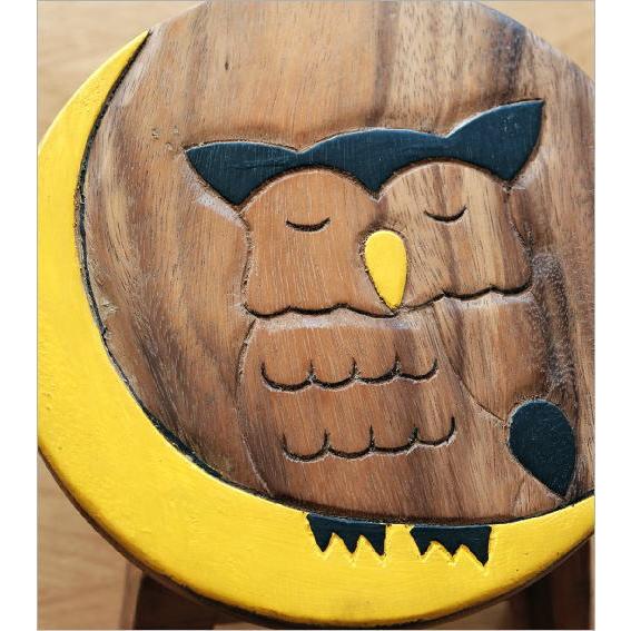 スツール 木製 椅子 いす イス ミニスツール 玄関 花台 ミニテーブル ウッドチェア おしゃれ ふくろう 梟 子供椅子 みみずくさん Maz6523 ギギリビング 通販 Yahoo ショッピング