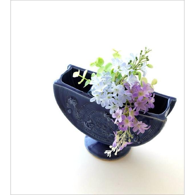 ダークグレーの抽象花器、一輪挿し　和風　床の間 花瓶 花びん 陶器 花器 信楽焼 おしゃれ 和風 一輪挿し 焼き物 床の間