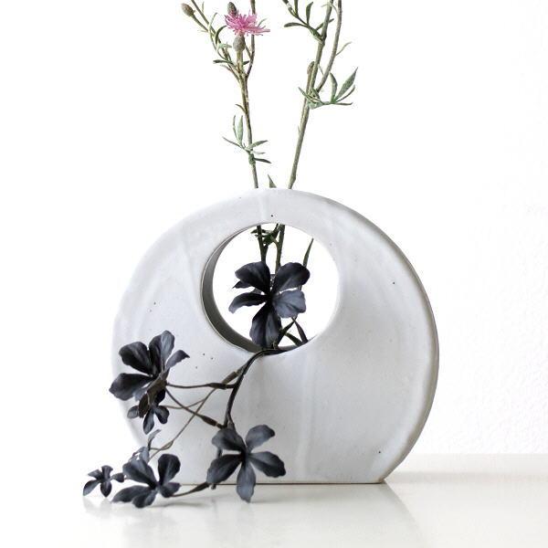 時代物　貫入釉 一輪挿し 花瓶 花器 陶器 白釉 黒釉 モダン 和モダン 花瓶 花びん 陶器 一輪挿し おしゃれ 花器 フラワーベース 花入れ 瀬戸