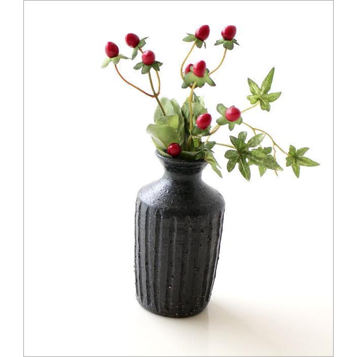 花瓶 花びん 陶器 一輪挿し 瀬戸焼 花器 フラワーベース おしゃれ 和風 和モダン シンプル 丸型 日本製 焼き物 黒土筒形花入れ Mkn7686 ギギリビング 通販 Yahoo ショッピング