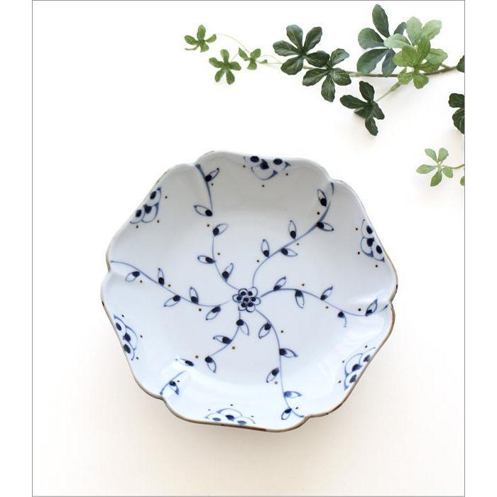 お皿 プレート おしゃれ 中皿 取り皿 陶器 磁器 和食器 染付け 花