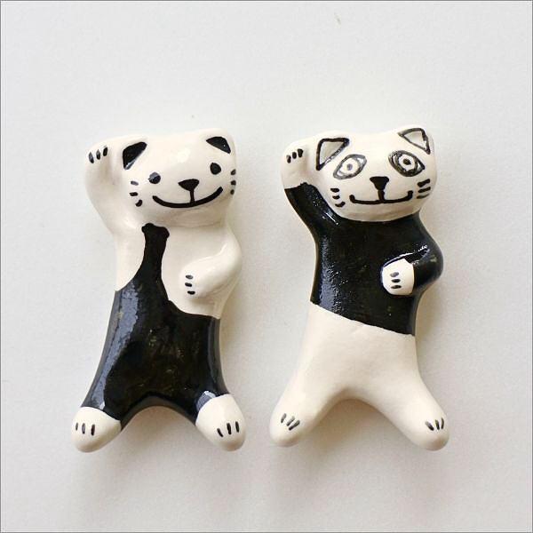 陶器製 白黒猫 置物 対 陶器製 白黒猫 置物 対 【公式通販】