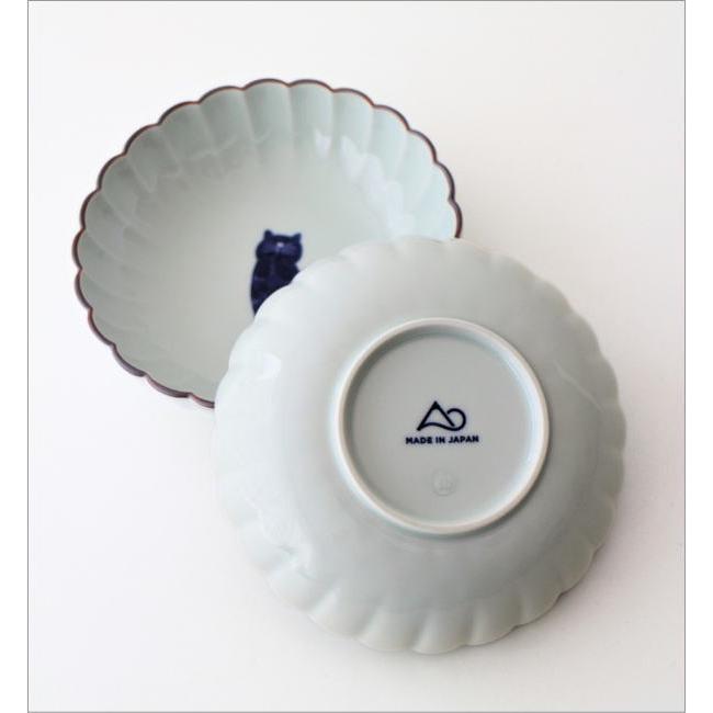 小鉢 とんすい 波佐見焼 日本製 磁器 14cm 猫 呉須 和風 菊割皿 鍋 取り皿 煮物 深鉢 サラダボウル おしゃれ かわいい 和食器 来客用 ねこ菊割丸小鉢 4タイプ |  | 06