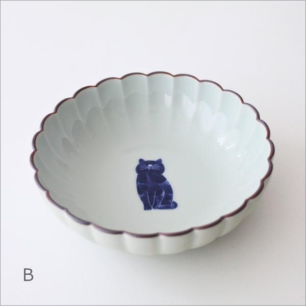 小鉢 とんすい 波佐見焼 日本製 磁器 14cm 猫 呉須 和風 菊割皿 鍋 取り皿 煮物 深鉢 サラダボウル おしゃれ かわいい 和食器 来客用 ねこ菊割丸小鉢 4タイプ |  | 02