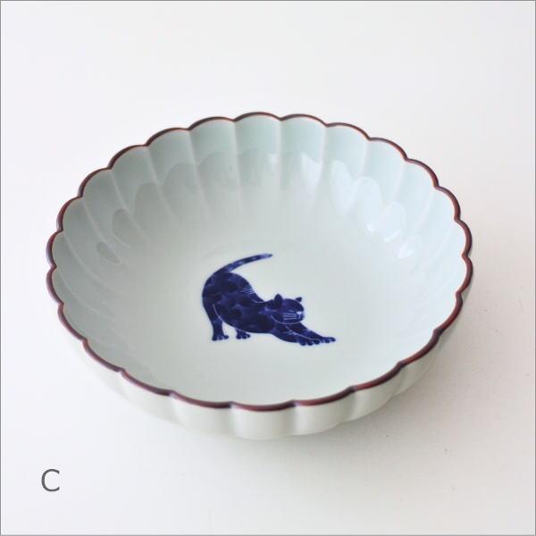 小鉢 とんすい 波佐見焼 日本製 磁器 14cm 猫 呉須 和風 菊割皿 鍋 取り皿 煮物 深鉢 サラダボウル おしゃれ かわいい 和食器 来客用 ねこ菊割丸小鉢 4タイプ |  | 03