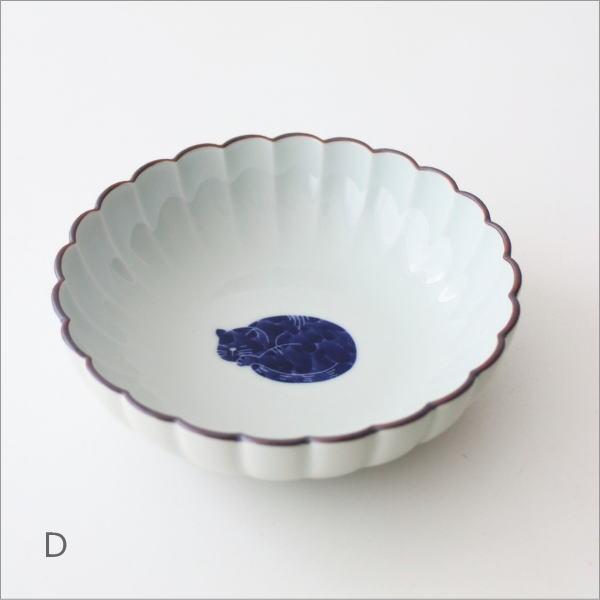 小鉢 とんすい 波佐見焼 日本製 磁器 14cm 猫 呉須 和風 菊割皿 鍋 取り皿 煮物 深鉢 サラダボウル おしゃれ かわいい 和食器 来客用 ねこ菊割丸小鉢 4タイプ |  | 04