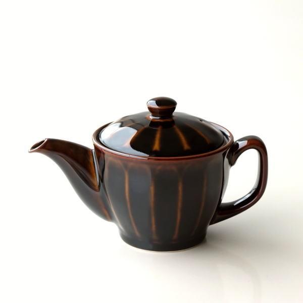 ティーポット 陶器 おしゃれ 日本製 有田焼 急須 茶こし付き かわいい 北欧 食洗機対応 洗いやすい 色釉面取りポット アメ釉 | 