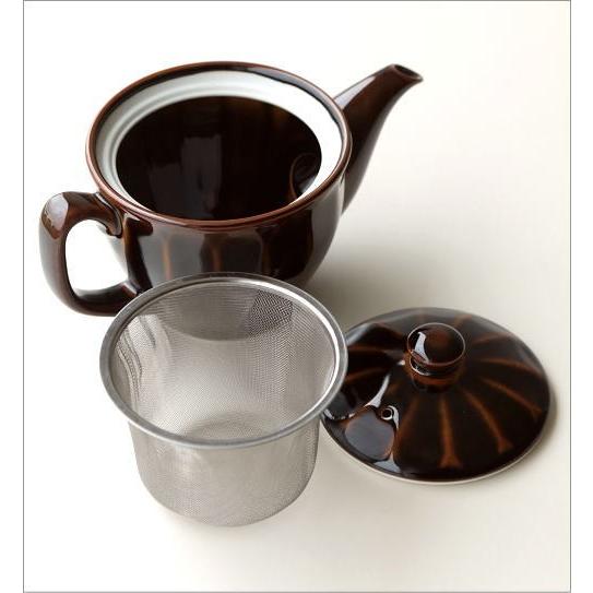 ティーポット 陶器 おしゃれ 日本製 有田焼 急須 茶こし付き かわいい 北欧 食洗機対応 洗いやすい 色釉面取りポット アメ釉 |  | 03