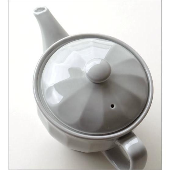 ティーポット おしゃれ かわいい グレー 陶器 茶こし付き 日本製 有田焼 色釉面取りポット グレー |  | 02