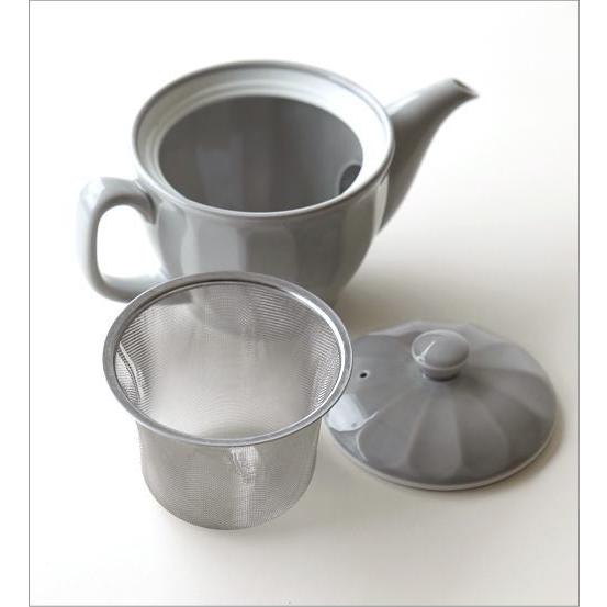 ティーポット おしゃれ かわいい グレー 陶器 茶こし付き 日本製 有田焼 色釉面取りポット グレー |  | 03