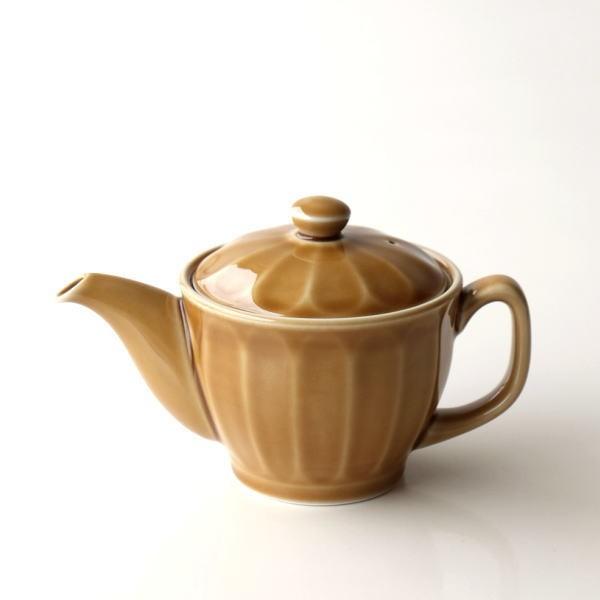 ティーポット 陶器 おしゃれ 日本製 有田焼 急須 茶こし付き かわいい 北欧 食洗機対応 洗いやすい 色釉面取りポット 琥珀 | 