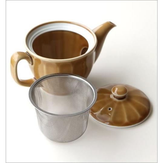 ティーポット 陶器 おしゃれ 日本製 有田焼 急須 茶こし付き かわいい 北欧 食洗機対応 洗いやすい 色釉面取りポット 琥珀 |  | 03