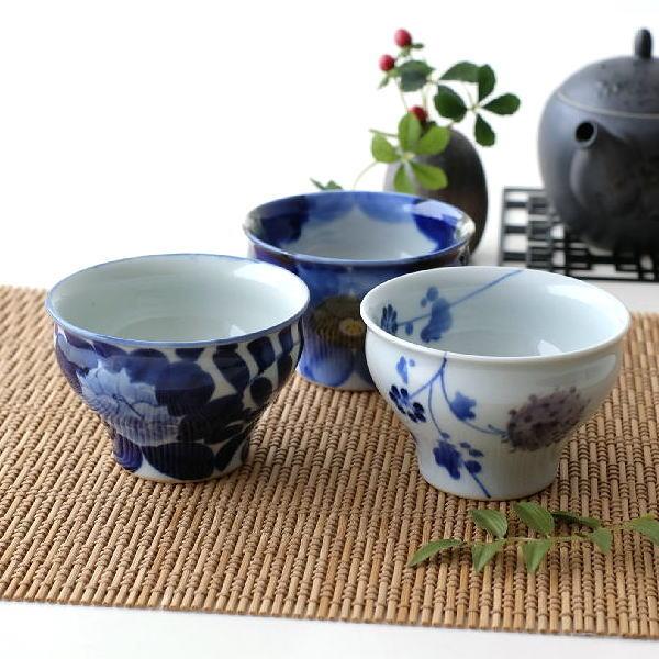 煎茶碗 湯呑み 湯のみ おしゃれ 磁器 小鉢 波佐見焼 日本製 和食器 和風 焼き物 染付け 湯飲み茶碗 ギフト プレゼント 染付煎茶碗 3タイプ の商品画像