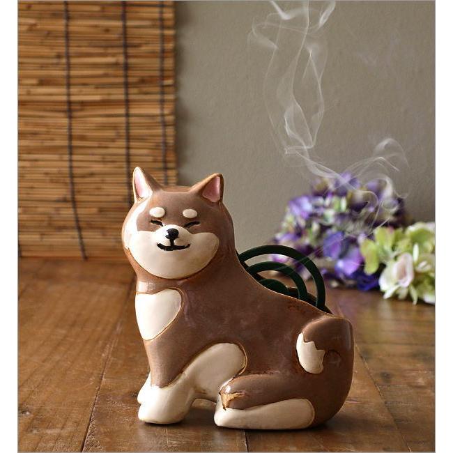 蚊取り線香入れ 陶器 柴犬 置物 おしゃれ かわいい 縦型 蚊取り線香