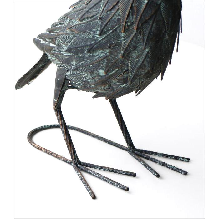 オウム 鳥 置物 オブジェ アイアン ブロンズ風 リアル アンティーク
