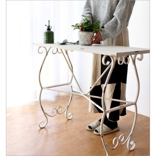 ガーデンテーブル 作業台 アンティーク アイアン 白 ホワイト 花台