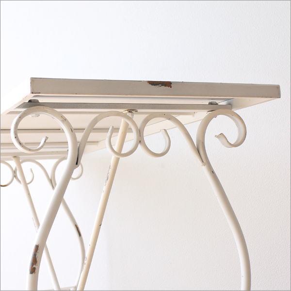 ガーデンテーブル 作業台 アンティーク アイアン 白 ホワイト 花台