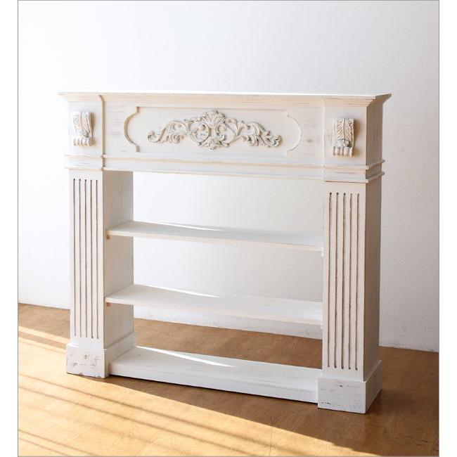 マントルピース 白 収納 本棚 アンティーク インテリア クラシック