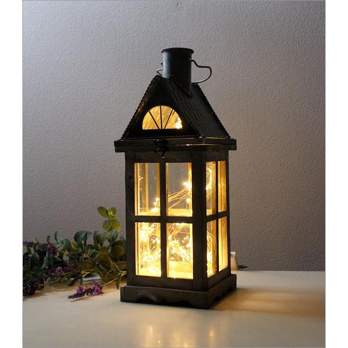 ランタン 木製 オブジェ 置物 おしゃれ オーナメント LEDキャンドル