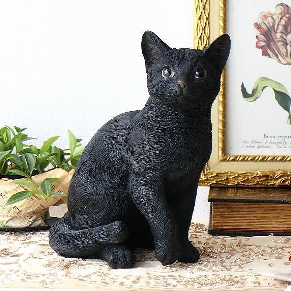 黒猫 置物 猫 オブジェ リアル ネコ オーナメント インテリア雑貨