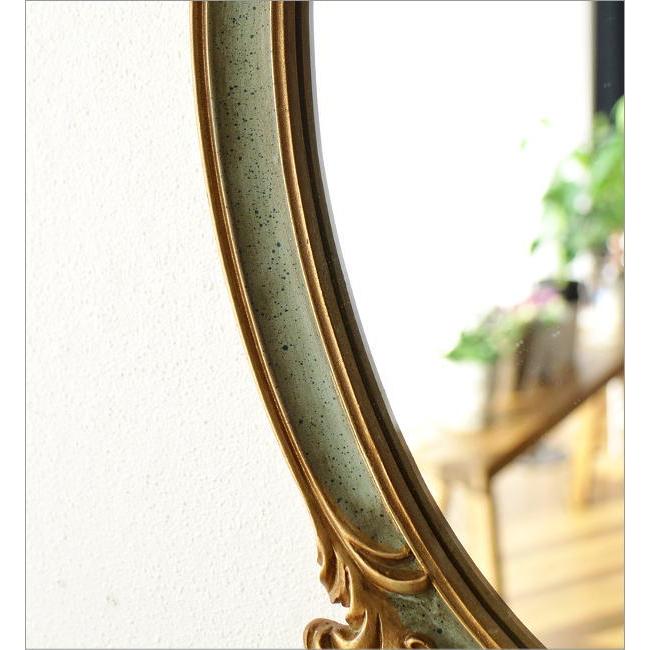 アンティーク 壁掛け鏡 ウォールミラー 楕円 オーバル ロココ調