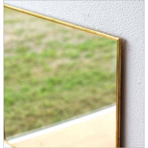 鏡 壁掛けミラー アンティーク おしゃれ ウォールミラー ゴールド 正方形 40×40cm 薄型 日本製 アンティークな真鍮のウォールミラーB｜gigiliving｜03