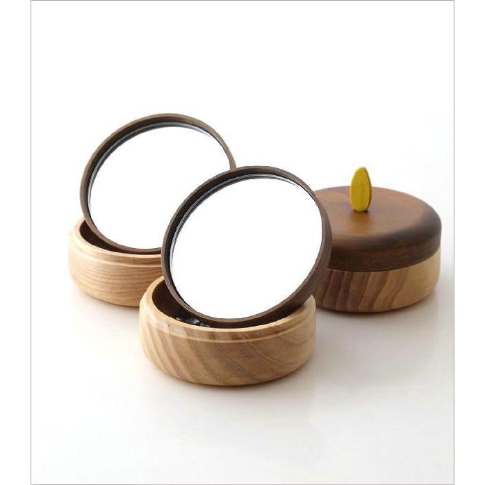 天然木　木製　三段小物入れ　ミラー付き 木製 可視化ジュエリーボックス 三段容量 アクセサリー収納 展示