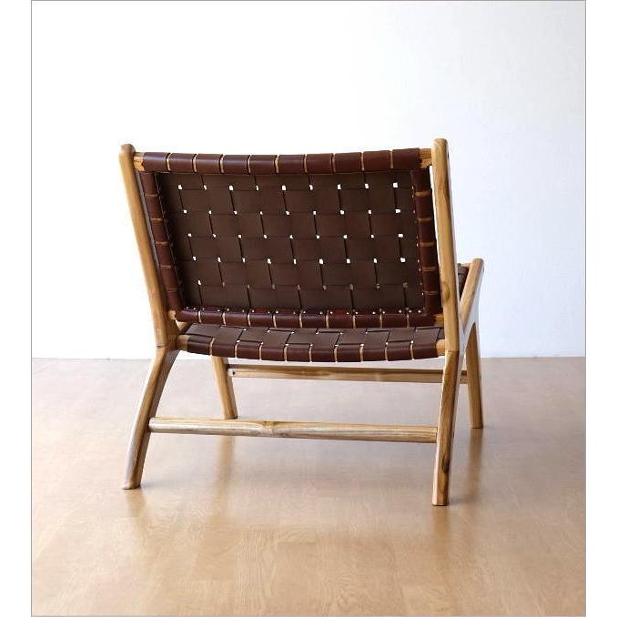 リビングチェア 本革 チーク無垢材 木製 椅子 一人掛け 一人用