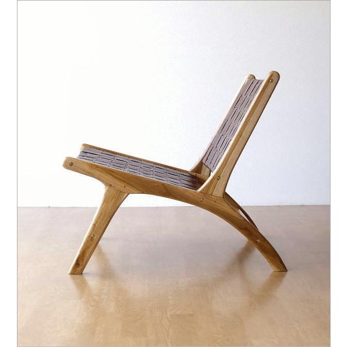 リビングチェア 本革 チーク無垢材 木製 椅子 一人掛け 一人用