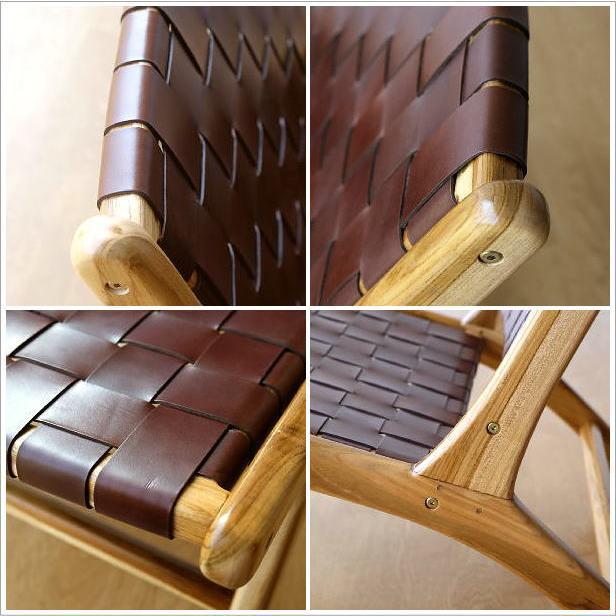 リビングチェア 本革 チーク無垢材 木製 椅子 一人掛け 一人用