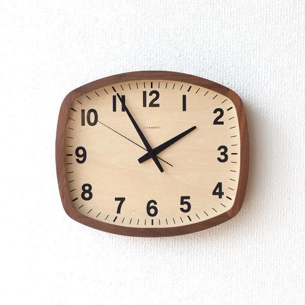掛け時計 壁掛け時計 おしゃれ 木製 無垢材 ウォルナット 静音 静か スイープムーブメント ウォールクロックスクエア電波時計 WN｜gigiliving