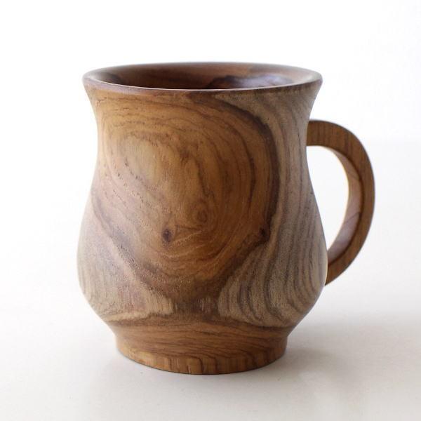 マグカップ おしゃれ 天然木 チーク材 木製 自然素材 木目 ナチュラル シンプル コーヒーカップ チークウッドシェイプマグ