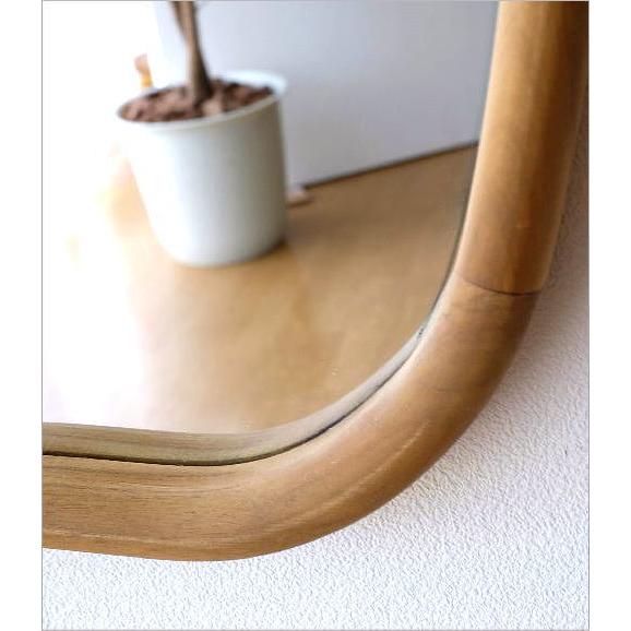 鏡 壁掛けミラー ウォールミラー おしゃれ 木製 チーク 大きい 天然木