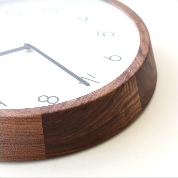 掛け時計 壁掛け時計 おしゃれ 木製 無垢材 ウォールナット 静音